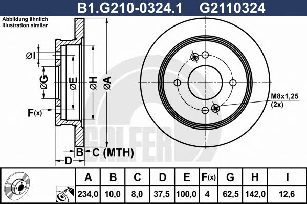Galfer B1.G210-0324.1 Диск гальмівний задній невентильований B1G21003241: Купити в Україні - Добра ціна на EXIST.UA!