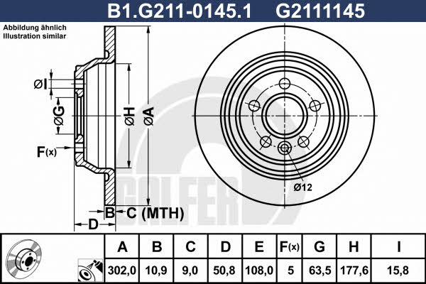 Galfer B1.G211-0145.1 Диск гальмівний задній невентильований B1G21101451: Приваблива ціна - Купити в Україні на EXIST.UA!