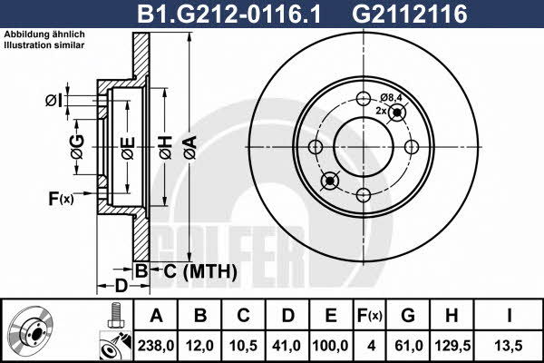 Galfer B1.G212-0116.1 Диск гальмівний передній невентильований B1G21201161: Приваблива ціна - Купити в Україні на EXIST.UA!