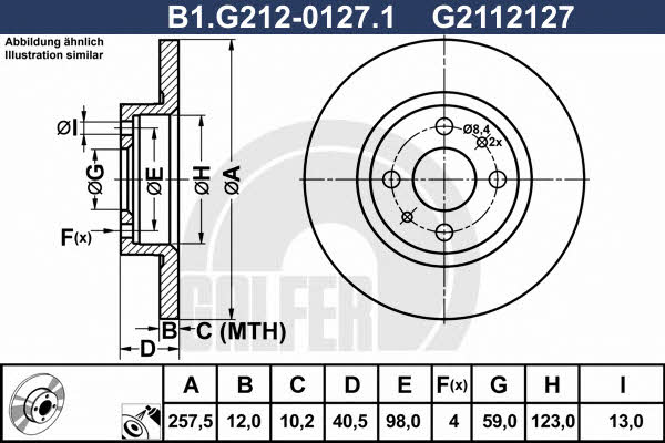 Galfer B1.G212-0127.1 Диск гальмівний B1G21201271: Купити в Україні - Добра ціна на EXIST.UA!