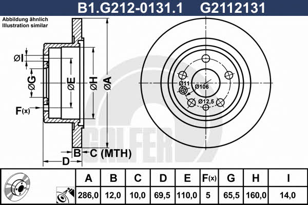 Galfer B1.G212-0131.1 Диск гальмівний задній невентильований B1G21201311: Купити в Україні - Добра ціна на EXIST.UA!