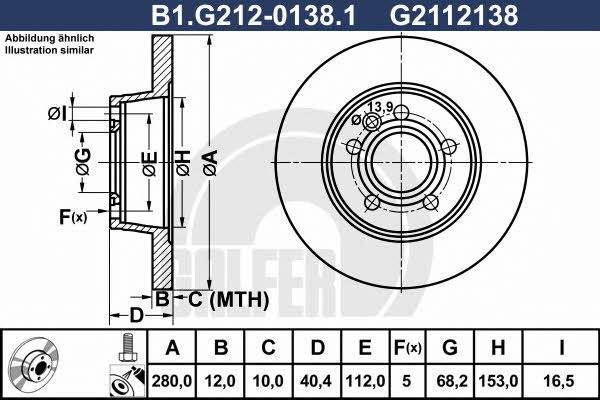 Galfer B1.G212-0138.1 Диск гальмівний задній невентильований B1G21201381: Купити в Україні - Добра ціна на EXIST.UA!