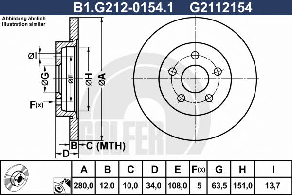 Galfer B1.G212-0154.1 Диск гальмівний задній невентильований B1G21201541: Купити в Україні - Добра ціна на EXIST.UA!