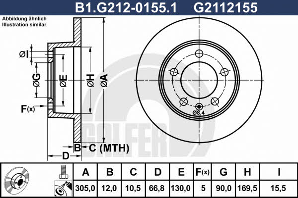 Galfer B1.G212-0155.1 Диск гальмівний задній невентильований B1G21201551: Купити в Україні - Добра ціна на EXIST.UA!