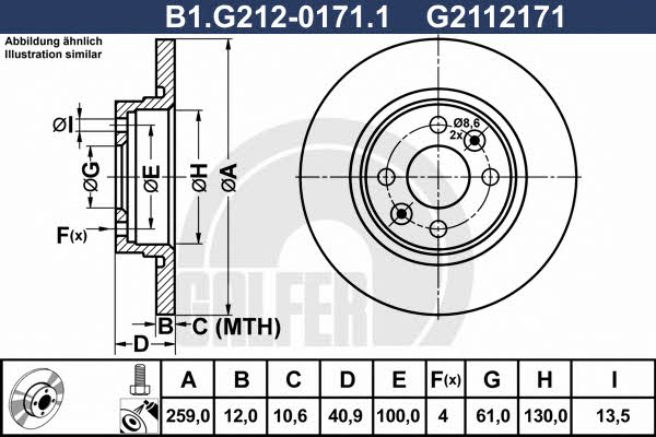 Galfer B1.G212-0171.1 Диск гальмівний передній невентильований B1G21201711: Приваблива ціна - Купити в Україні на EXIST.UA!