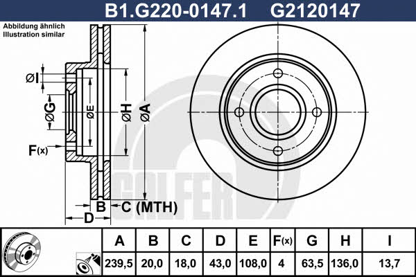 Galfer B1.G220-0147.1 Диск гальмівний передній вентильований B1G22001471: Купити в Україні - Добра ціна на EXIST.UA!