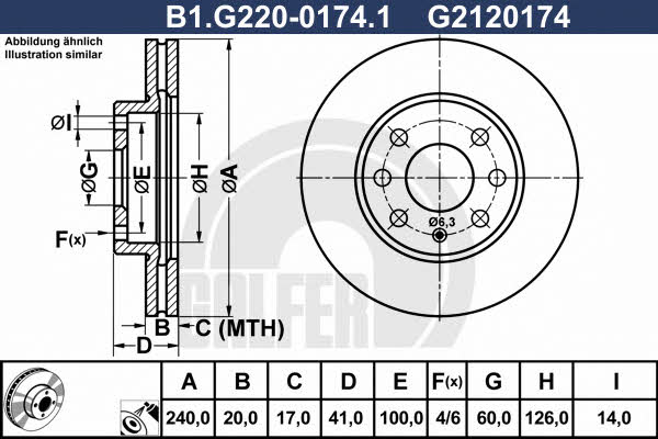 Galfer B1.G220-0174.1 Диск гальмівний передній вентильований B1G22001741: Купити в Україні - Добра ціна на EXIST.UA!