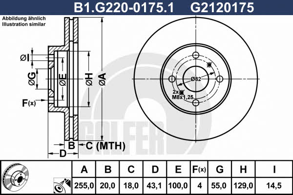 Galfer B1.G220-0175.1 Диск гальмівний передній вентильований B1G22001751: Купити в Україні - Добра ціна на EXIST.UA!