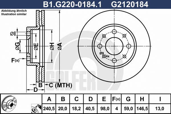 Galfer B1.G220-0184.1 Диск гальмівний передній вентильований B1G22001841: Купити в Україні - Добра ціна на EXIST.UA!