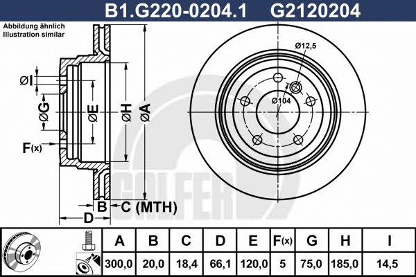 Galfer B1.G220-0204.1 Диск гальмівний задній вентильований B1G22002041: Купити в Україні - Добра ціна на EXIST.UA!