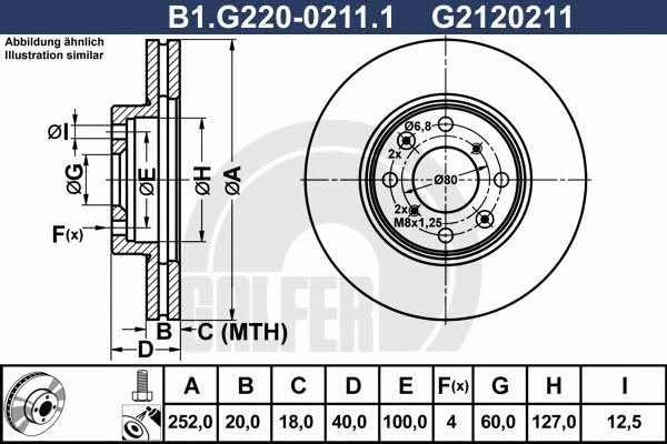 Galfer B1.G220-0211.1 Диск гальмівний передній вентильований B1G22002111: Купити в Україні - Добра ціна на EXIST.UA!