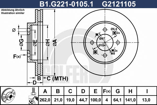 Galfer B1.G221-0105.1 Диск гальмівний передній вентильований B1G22101051: Купити в Україні - Добра ціна на EXIST.UA!