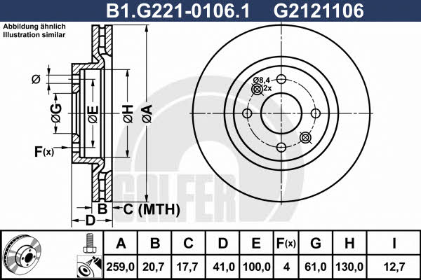 Galfer B1.G221-0106.1 Диск гальмівний передній вентильований B1G22101061: Купити в Україні - Добра ціна на EXIST.UA!