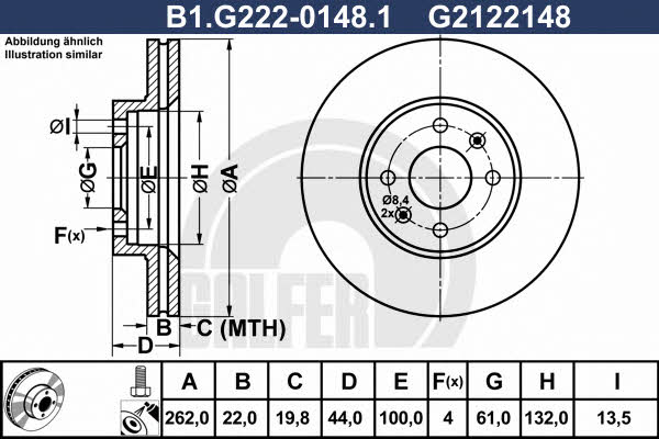 Galfer B1.G222-0148.1 Диск гальмівний передній вентильований B1G22201481: Купити в Україні - Добра ціна на EXIST.UA!