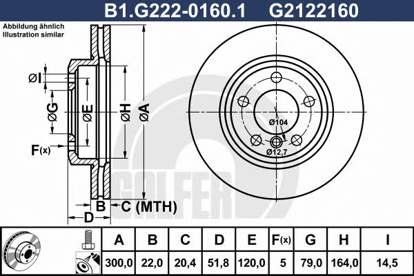 Galfer B1.G222-0160.1 Диск гальмівний передній вентильований B1G22201601: Купити в Україні - Добра ціна на EXIST.UA!