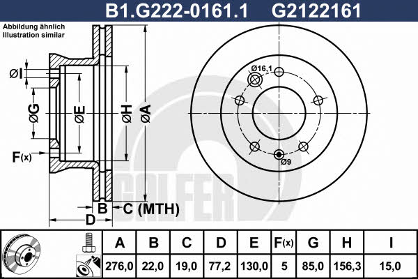 Galfer B1.G222-0161.1 Диск гальмівний передній вентильований B1G22201611: Купити в Україні - Добра ціна на EXIST.UA!