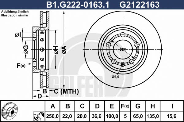 Galfer B1.G222-0163.1 Диск гальмівний задній вентильований B1G22201631: Купити в Україні - Добра ціна на EXIST.UA!