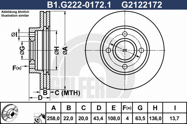 Galfer B1.G222-0172.1 Диск гальмівний передній вентильований B1G22201721: Купити в Україні - Добра ціна на EXIST.UA!