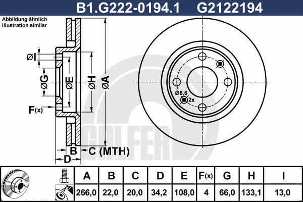 Galfer B1.G222-0194.1 Диск гальмівний передній вентильований B1G22201941: Купити в Україні - Добра ціна на EXIST.UA!