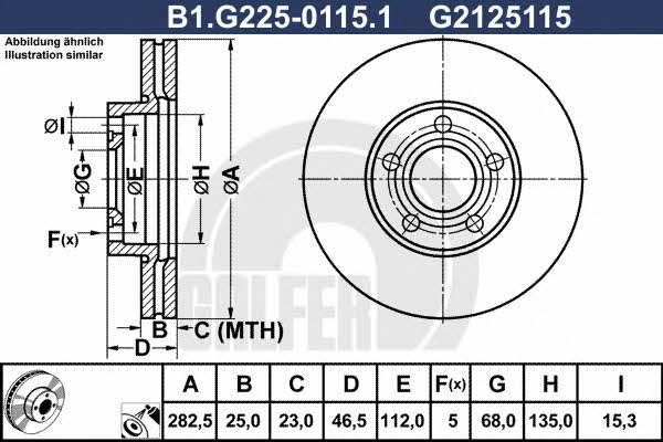 Galfer B1.G225-0115.1 Диск гальмівний передній вентильований B1G22501151: Купити в Україні - Добра ціна на EXIST.UA!