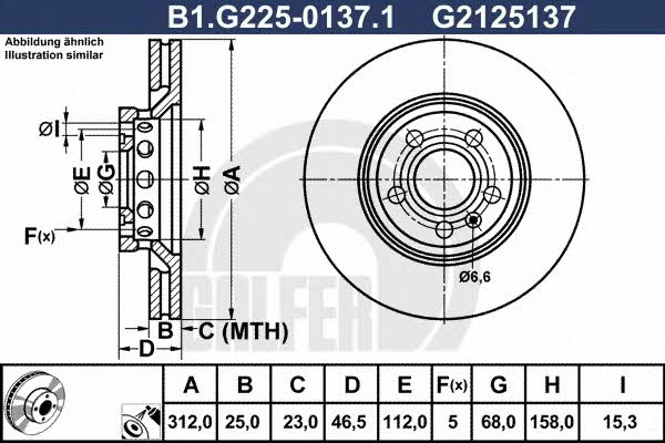 Galfer B1.G225-0137.1 Диск гальмівний передній вентильований B1G22501371: Купити в Україні - Добра ціна на EXIST.UA!