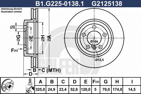 Galfer B1.G225-0138.1 Диск гальмівний передній вентильований B1G22501381: Приваблива ціна - Купити в Україні на EXIST.UA!