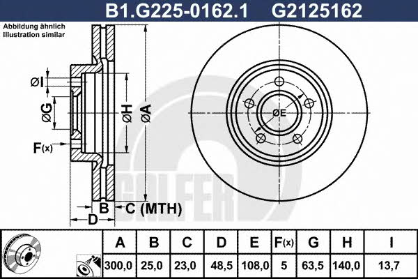Galfer B1.G225-0162.1 Диск гальмівний передній вентильований B1G22501621: Купити в Україні - Добра ціна на EXIST.UA!