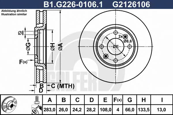 Galfer B1.G226-0106.1 Диск гальмівний передній вентильований B1G22601061: Купити в Україні - Добра ціна на EXIST.UA!