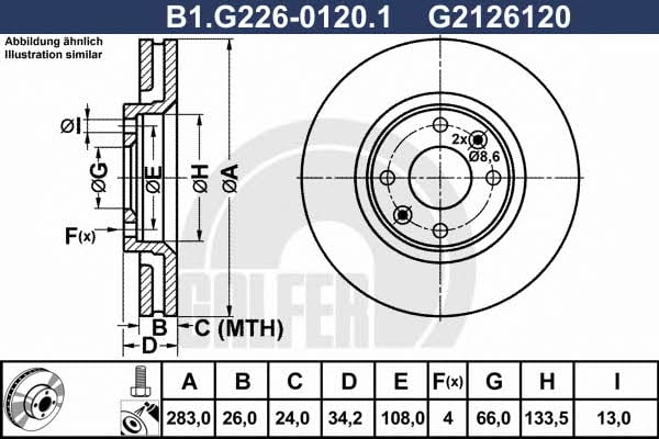 Galfer B1.G226-0120.1 Диск гальмівний передній вентильований B1G22601201: Купити в Україні - Добра ціна на EXIST.UA!