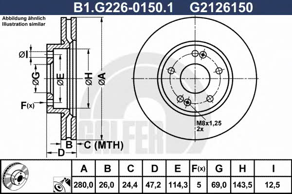 Galfer B1.G226-0150.1 Диск гальмівний передній вентильований B1G22601501: Купити в Україні - Добра ціна на EXIST.UA!
