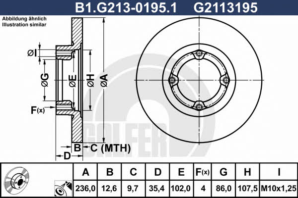 Galfer B1.G213-0195.1 Диск гальмівний передній невентильований B1G21301951: Купити в Україні - Добра ціна на EXIST.UA!