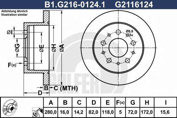 Galfer B1.G216-0124.1 Диск гальмівний задній невентильований B1G21601241: Купити в Україні - Добра ціна на EXIST.UA!