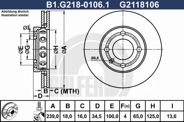 Galfer B1.G218-0106.1 Диск гальмівний передній вентильований B1G21801061: Купити в Україні - Добра ціна на EXIST.UA!