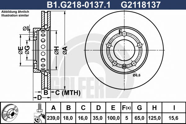 Galfer B1.G218-0137.1 Диск гальмівний передній вентильований B1G21801371: Купити в Україні - Добра ціна на EXIST.UA!