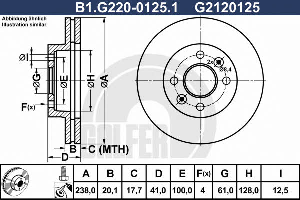 Galfer B1.G220-0125.1 Диск гальмівний передній вентильований B1G22001251: Купити в Україні - Добра ціна на EXIST.UA!