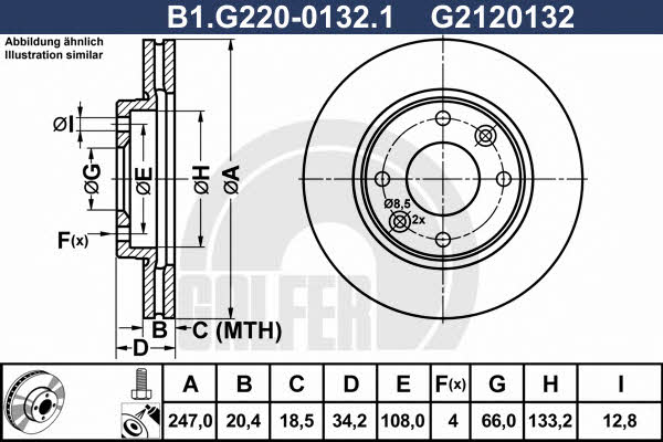 Galfer B1.G220-0132.1 Диск гальмівний передній вентильований B1G22001321: Купити в Україні - Добра ціна на EXIST.UA!