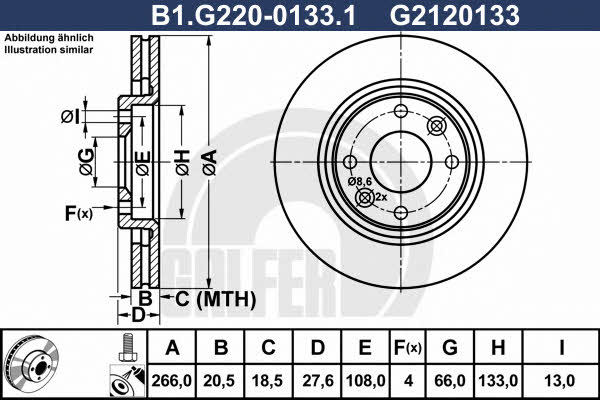 Galfer B1.G220-0133.1 Диск гальмівний передній вентильований B1G22001331: Приваблива ціна - Купити в Україні на EXIST.UA!