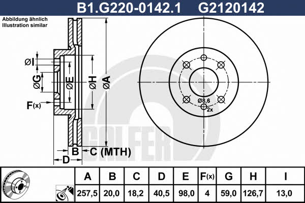 Galfer B1.G220-0142.1 Диск гальмівний передній вентильований B1G22001421: Купити в Україні - Добра ціна на EXIST.UA!
