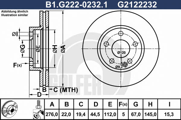 Galfer B1.G222-0232.1 Диск гальмівний передній вентильований B1G22202321: Приваблива ціна - Купити в Україні на EXIST.UA!