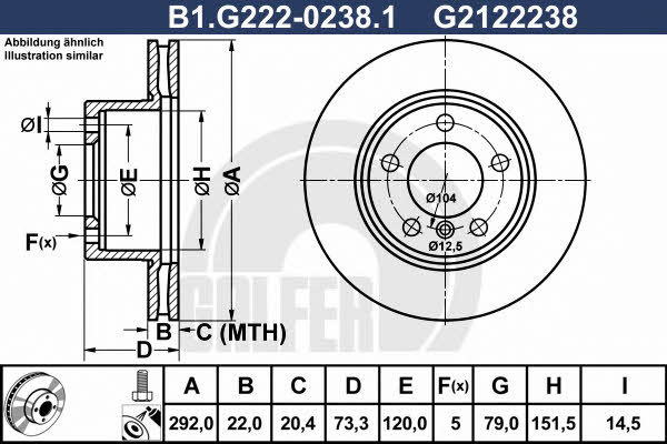 Galfer B1.G222-0238.1 Диск гальмівний передній вентильований B1G22202381: Приваблива ціна - Купити в Україні на EXIST.UA!