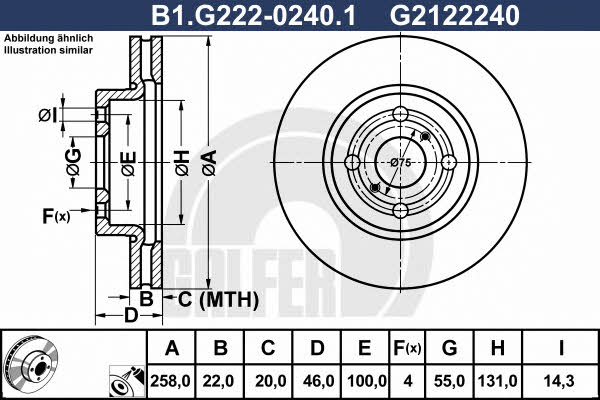 Galfer B1.G222-0240.1 Диск гальмівний передній вентильований B1G22202401: Купити в Україні - Добра ціна на EXIST.UA!