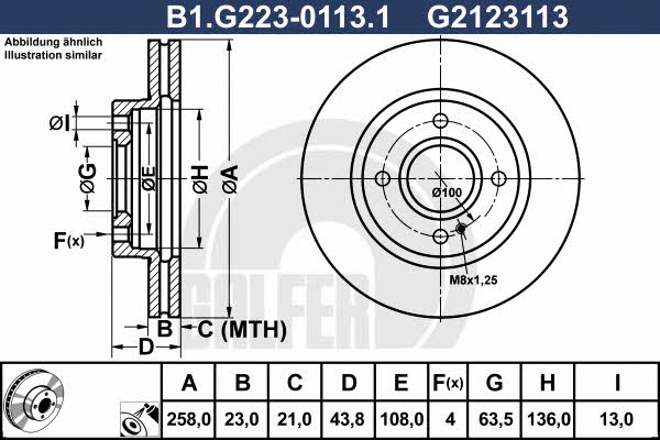 Galfer B1.G223-0113.1 Диск гальмівний передній вентильований B1G22301131: Приваблива ціна - Купити в Україні на EXIST.UA!