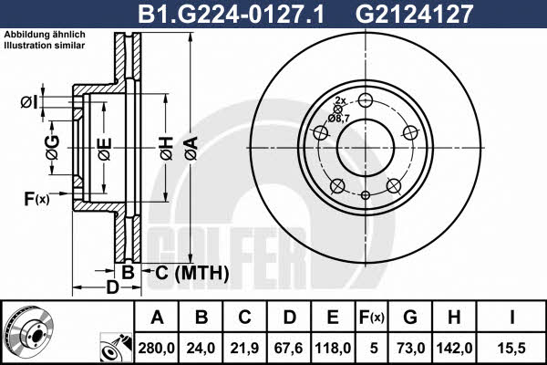 Galfer B1.G224-0127.1 Диск гальмівний передній вентильований B1G22401271: Купити в Україні - Добра ціна на EXIST.UA!