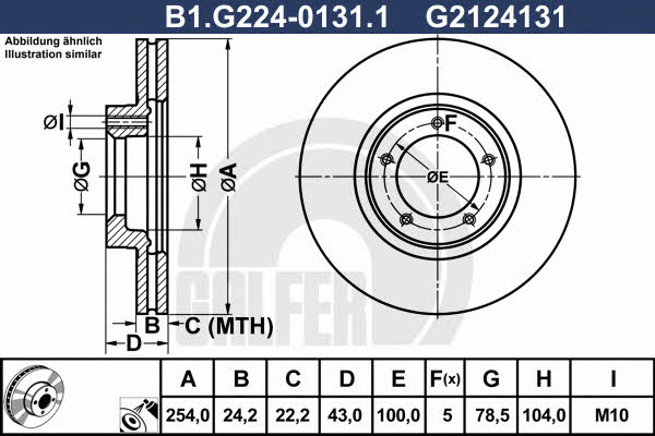 Galfer B1.G224-0131.1 Диск гальмівний передній вентильований B1G22401311: Купити в Україні - Добра ціна на EXIST.UA!