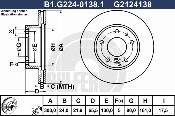 Galfer B1.G224-0138.1 Диск гальмівний передній вентильований B1G22401381: Купити в Україні - Добра ціна на EXIST.UA!