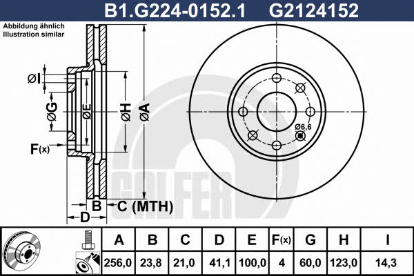 Galfer B1.G224-0152.1 Диск гальмівний передній вентильований B1G22401521: Купити в Україні - Добра ціна на EXIST.UA!