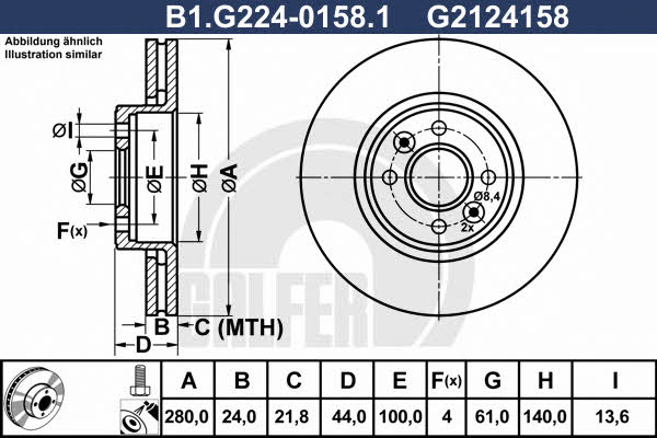 Galfer B1.G224-0158.1 Диск гальмівний передній вентильований B1G22401581: Купити в Україні - Добра ціна на EXIST.UA!