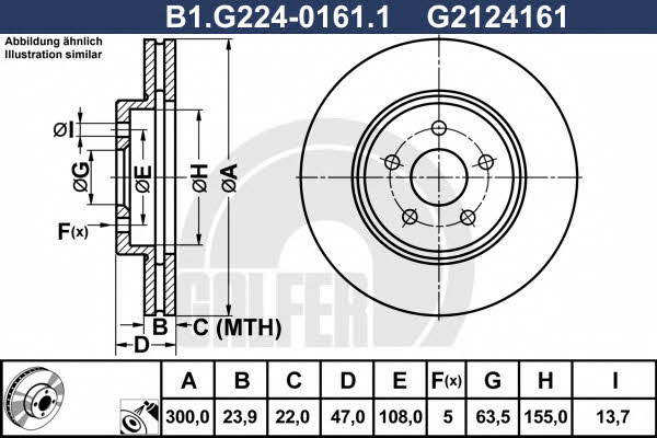 Galfer B1.G224-0161.1 Диск гальмівний передній вентильований B1G22401611: Купити в Україні - Добра ціна на EXIST.UA!