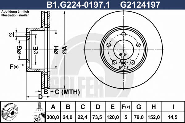Galfer B1.G224-0197.1 Диск гальмівний передній вентильований B1G22401971: Приваблива ціна - Купити в Україні на EXIST.UA!