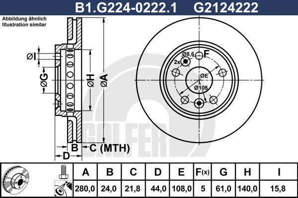 Galfer B1.G224-0222.1 Диск гальмівний передній вентильований B1G22402221: Купити в Україні - Добра ціна на EXIST.UA!